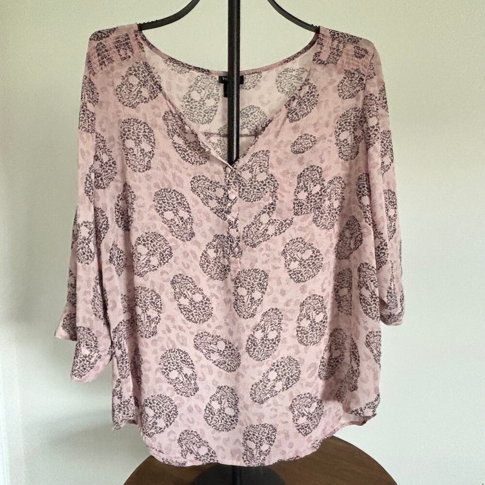 Torrid Blush Leopard Print Roll Tab Blouse Size 1 (14/16)